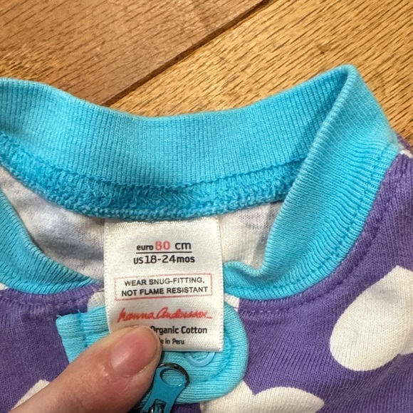 Hanna Andersson Purple Heart Kids Zipper Footie - Picture 2 of 3